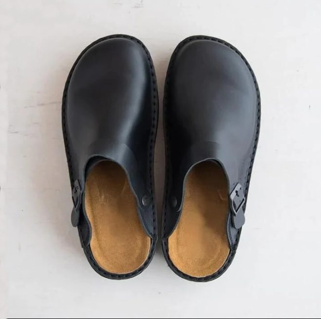 Leather Slip-On Sandals with Buckle for Men