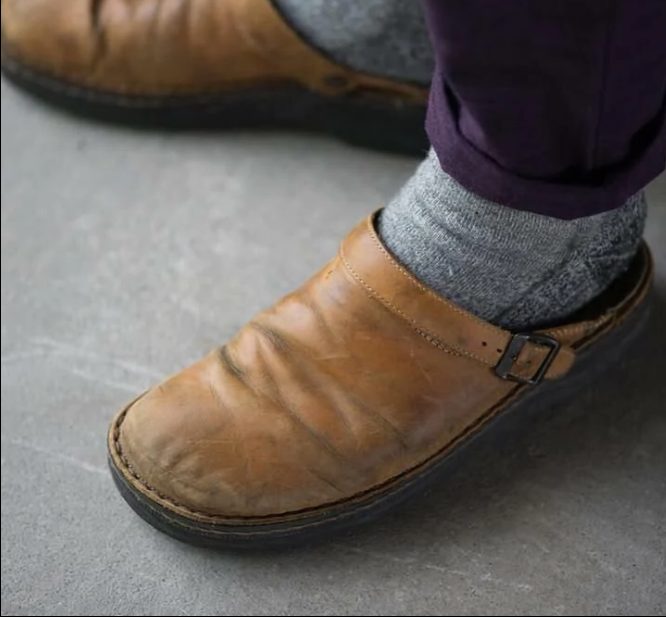 Leather Slip-On Sandals with Buckle for Men