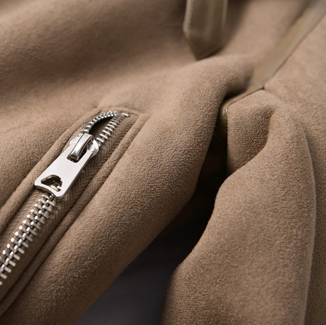 Leather Jacket with Sherpa Lining for Women