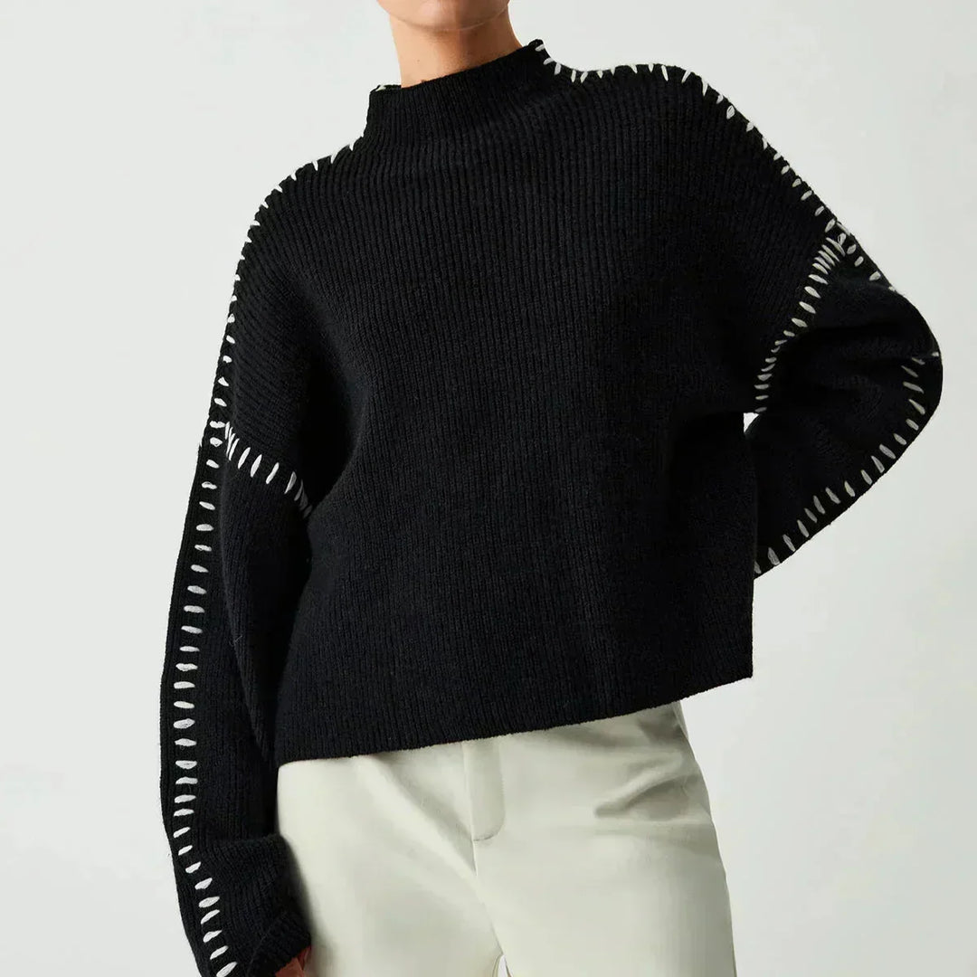 Short women's sweater with high collar Modern and soft - Elena Harper