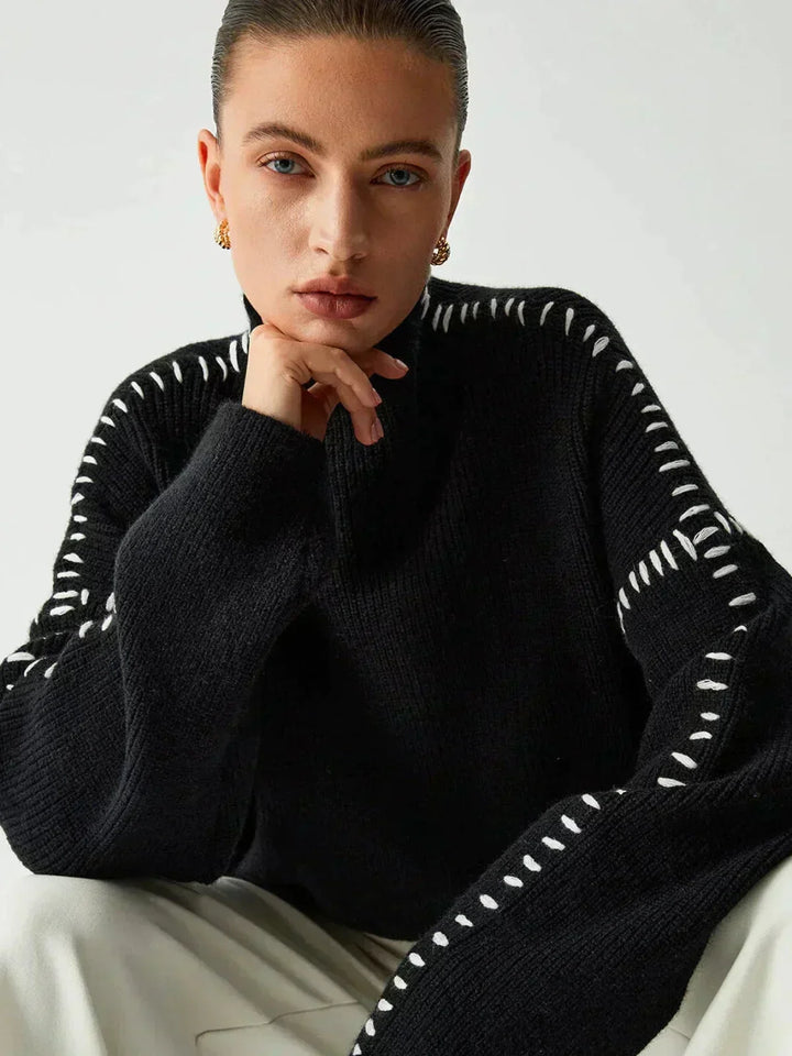 Short women's sweater with high collar Modern and soft, view 5 - Elena Harper