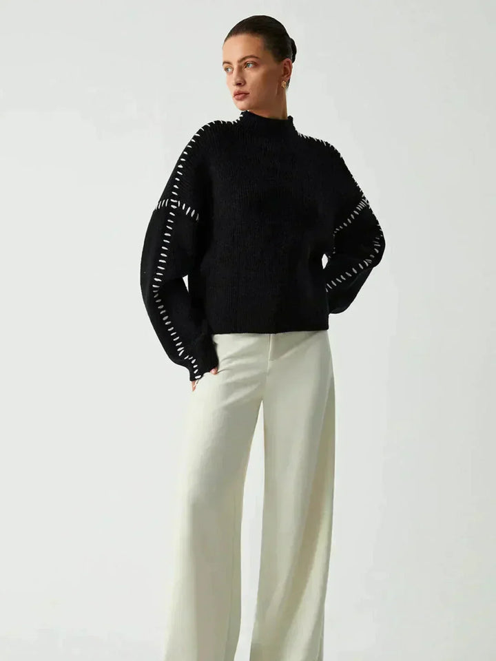 Short women's sweater with high collar Modern and soft, view 6 - Elena Harper