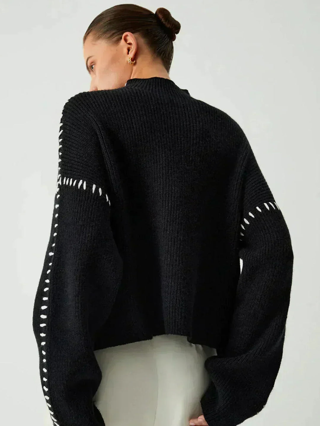 Short women's sweater with high collar Modern and soft, view 2 - Elena Harper