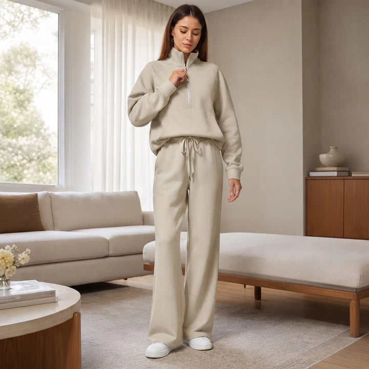 Ease & Elsewhere Ribbed Oversized Top And Wide-Leg Pants Set - Elena Harper