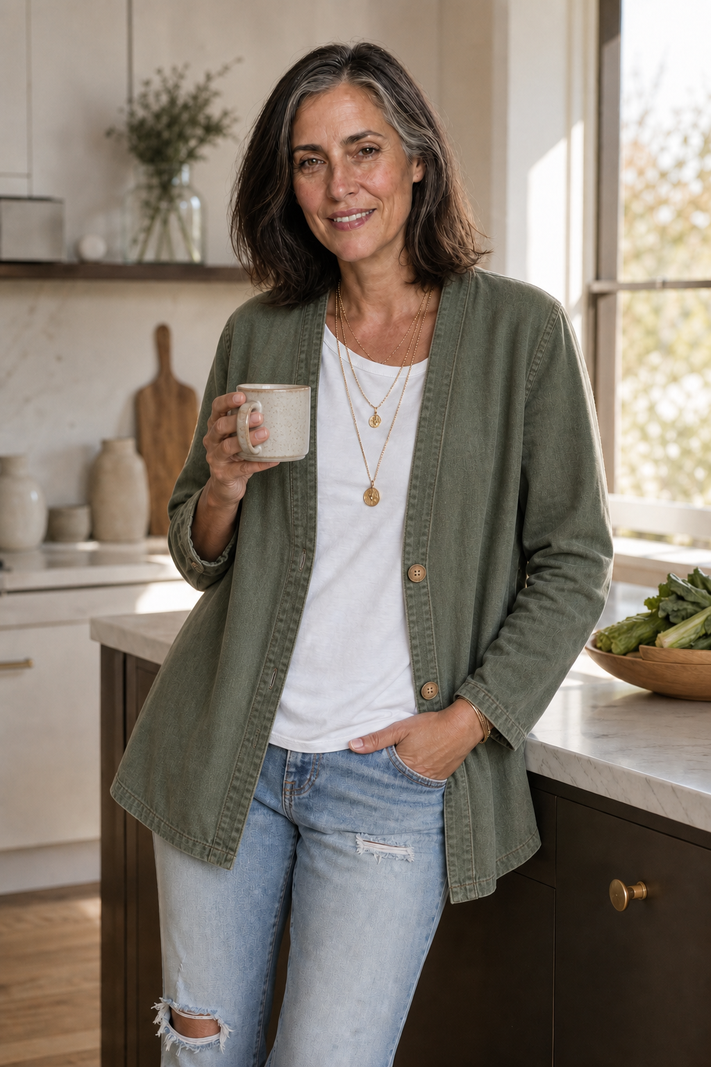 Corriveau Washed Denim-Look Jacket - Elena Harper