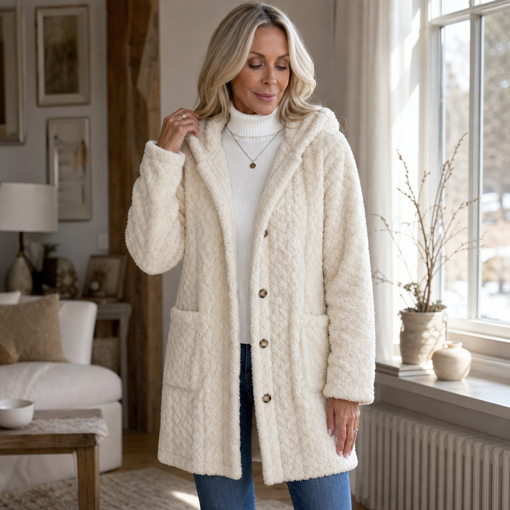 Cinchwarm Cable-Knit Hooded Long Cardigan - Elena Harper