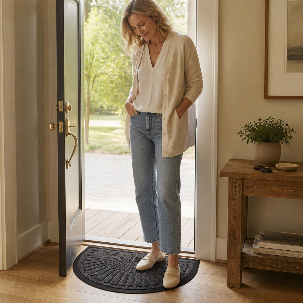 Curvella Semi-Circular Non-Slip Entryway Door Mat - Elena Harper