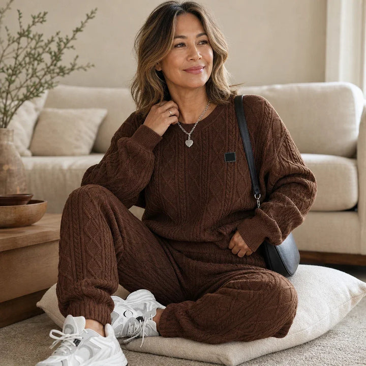 Cable & Co. Cable-Knit Sweater And Trouser Set - Elena Harper