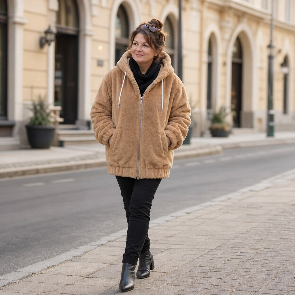 Cozyline Plush-Lined Pocket Hooded Vest - Elena Harper