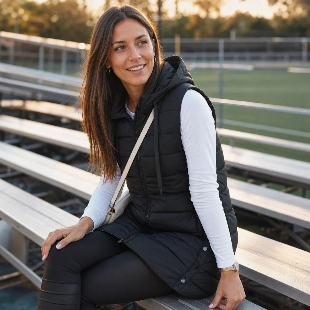 Coverelle Long Hooded Puffer Vest - Elena Harper