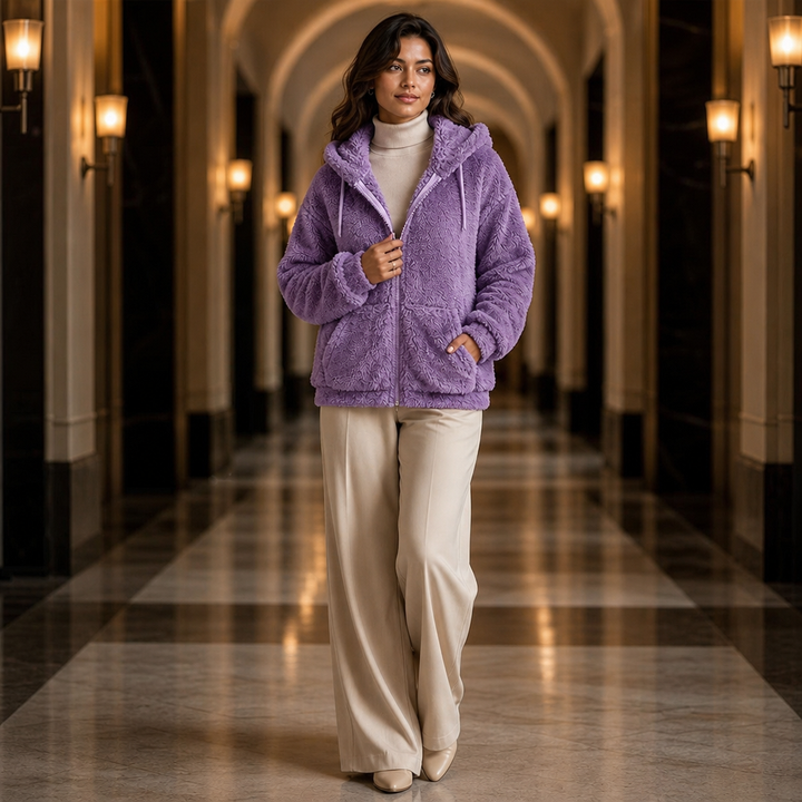 Cloudhug Hooded Plush Zip-Up Jacket - Elena Harper