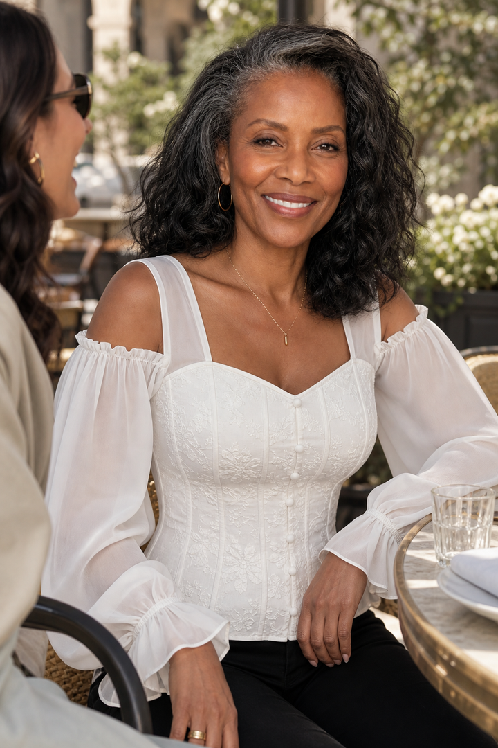 Corsetta Floral Off-Shoulder Corset-Look Top - Elena Harper