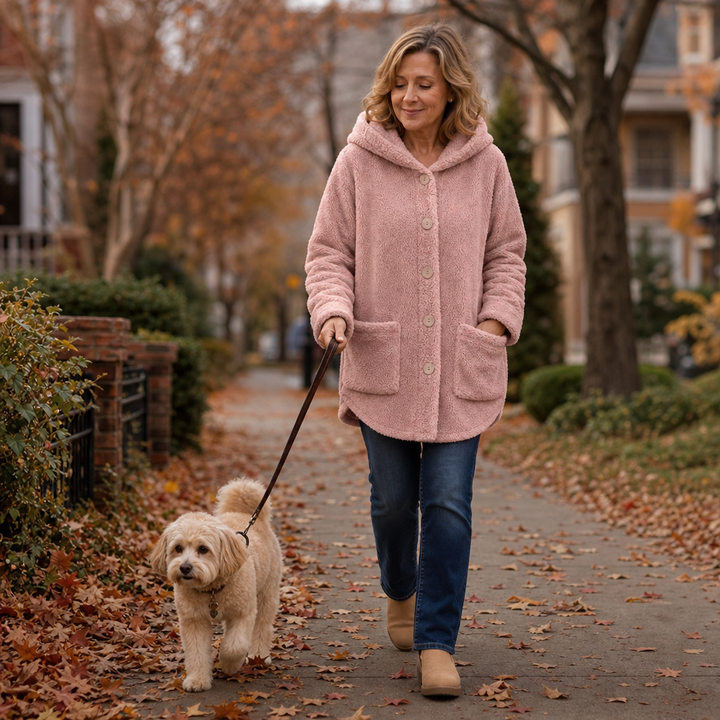 Cozyvale Button-Front Hooded Winter Jacket - Elena Harper