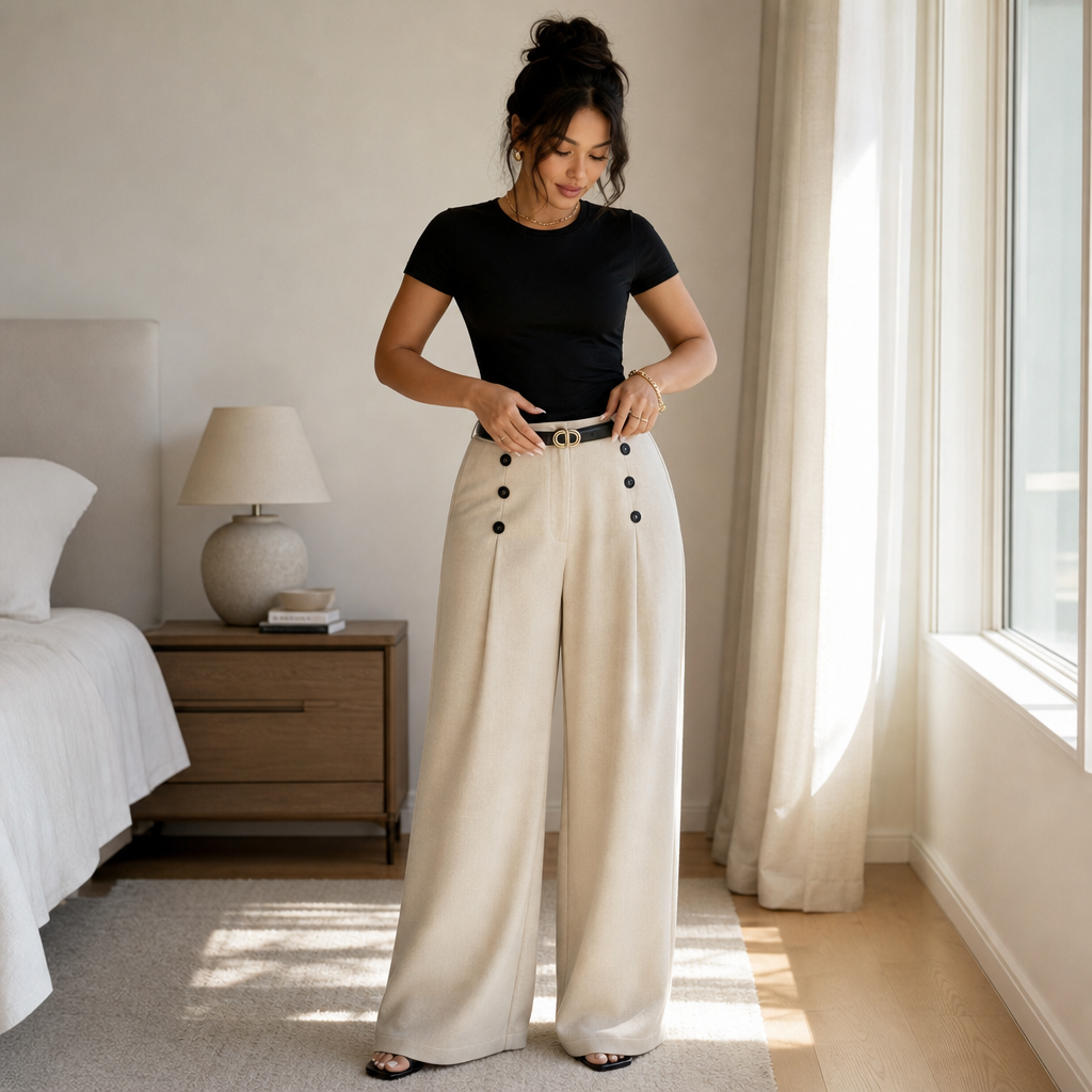 Bellora High-Waisted Pleated Wide-Leg Trousers - Elena Harper