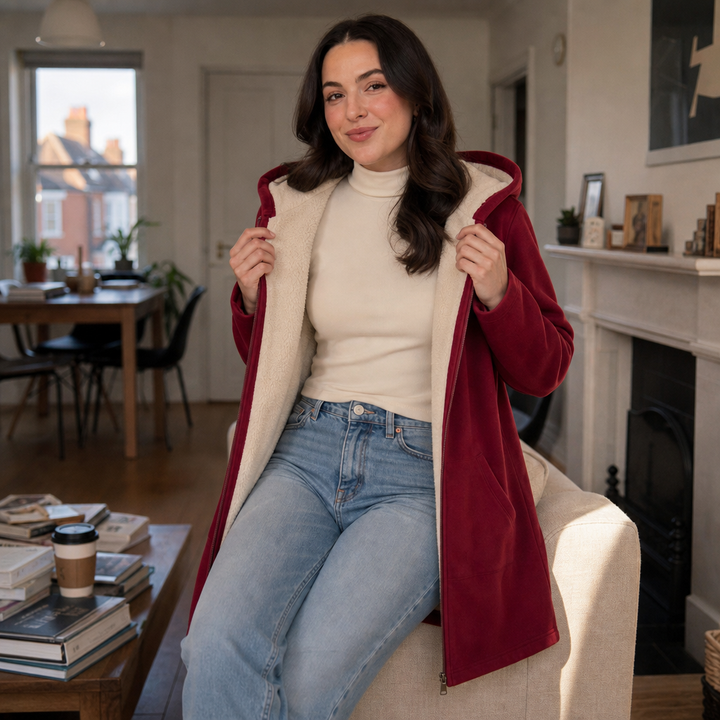 Cozelle Fleece-Lined Look Hooded Mid-Length Jacket - Elena Harper