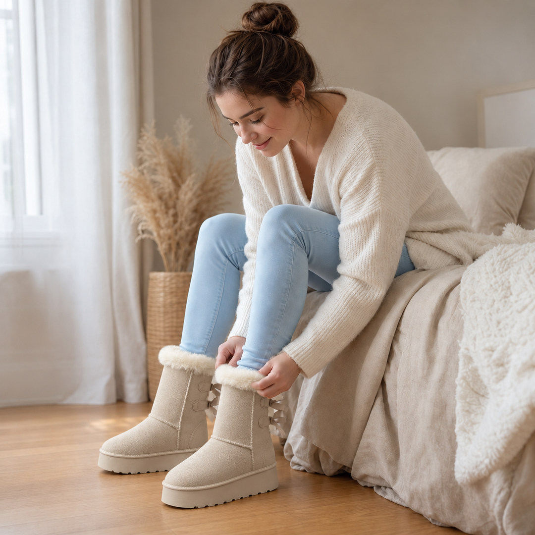 Bowelle Plush-Lined Platform Bow Winter Boots - Elena Harper