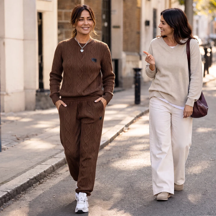 Cable & Co. Cable-Knit Sweater And Trouser Set - Elena Harper