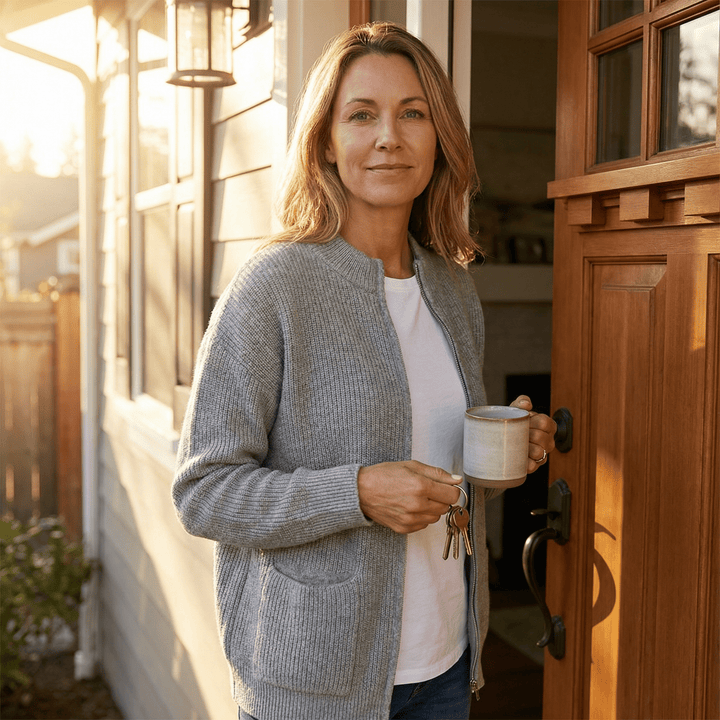 Covena – Soft Knit Zip Up Cardigan with Pockets