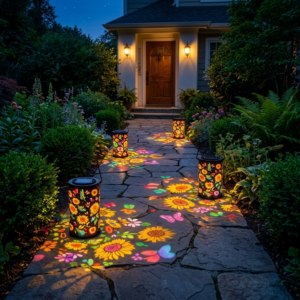 Bloomara Solar Sunflower Lantern with Colorful Light Patterns - Elena Harper