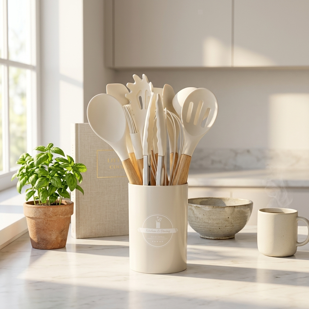 Culinara 12 Piece Silicone Kitchen Set with Wooden Handles - Elena Harper