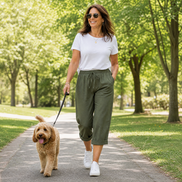 Brisella Women's Breathable Cotton-Linen Capri Pants - Elena Harper
