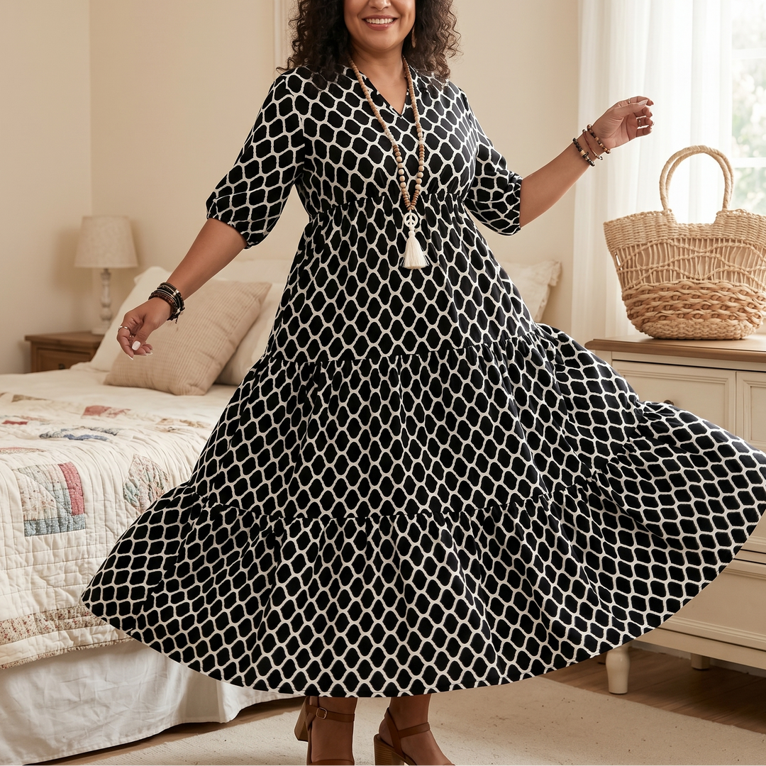 Curvella Women's Boho Maxi Dress with Pockets - Elena Harper