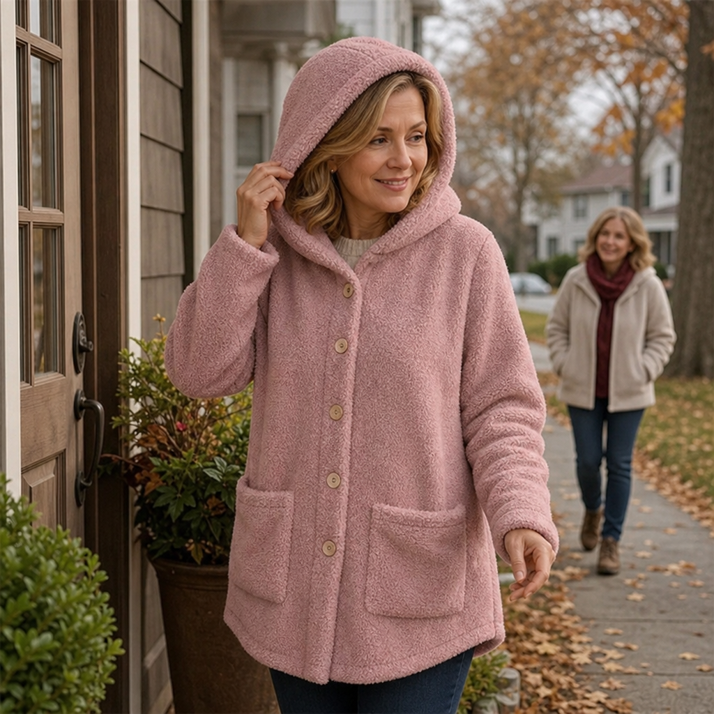 Cozyvale Button-Front Hooded Winter Jacket - Elena Harper