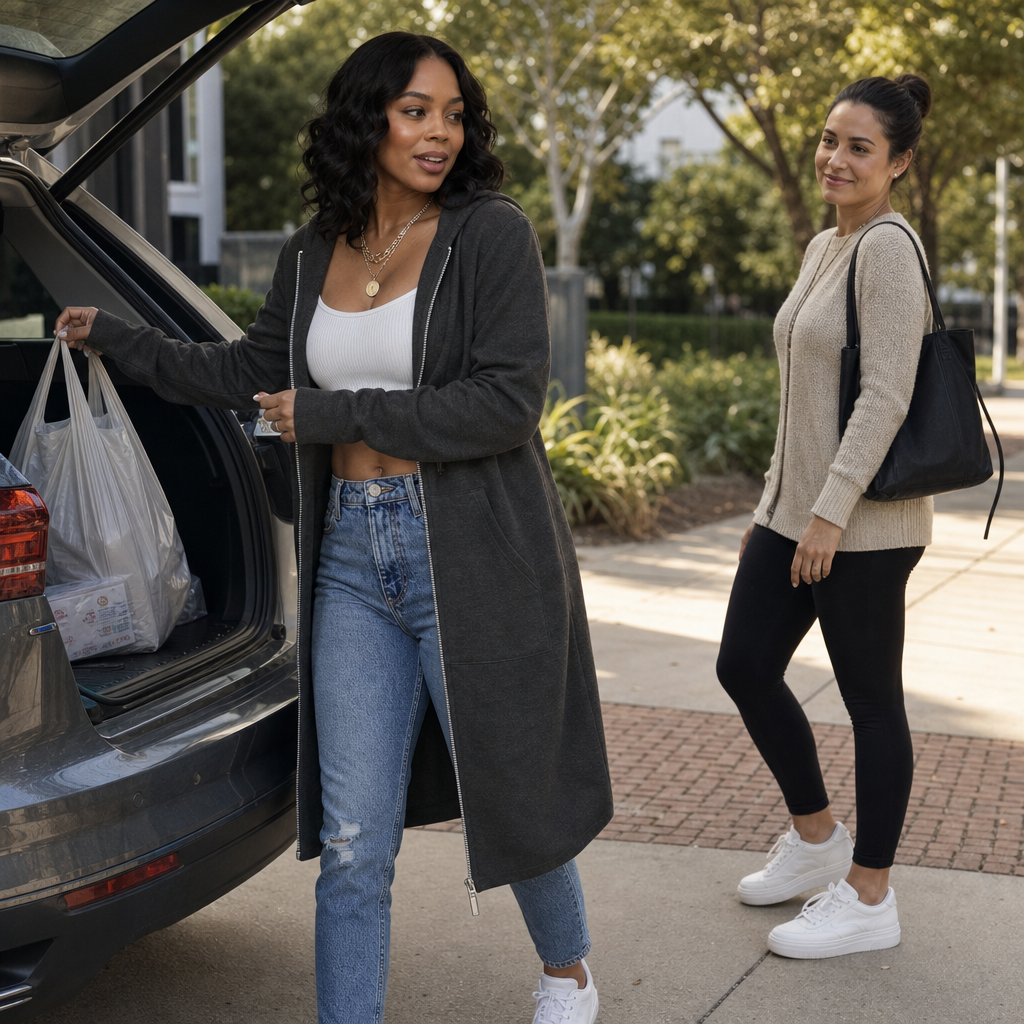 Cozyline Fleece-Lined Tunic-Length Zip-Up Hoodie - Elena Harper