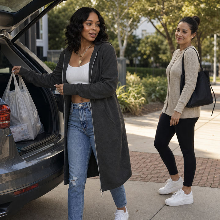 Cozyline Fleece-Lined Tunic-Length Zip-Up Hoodie - Elena Harper