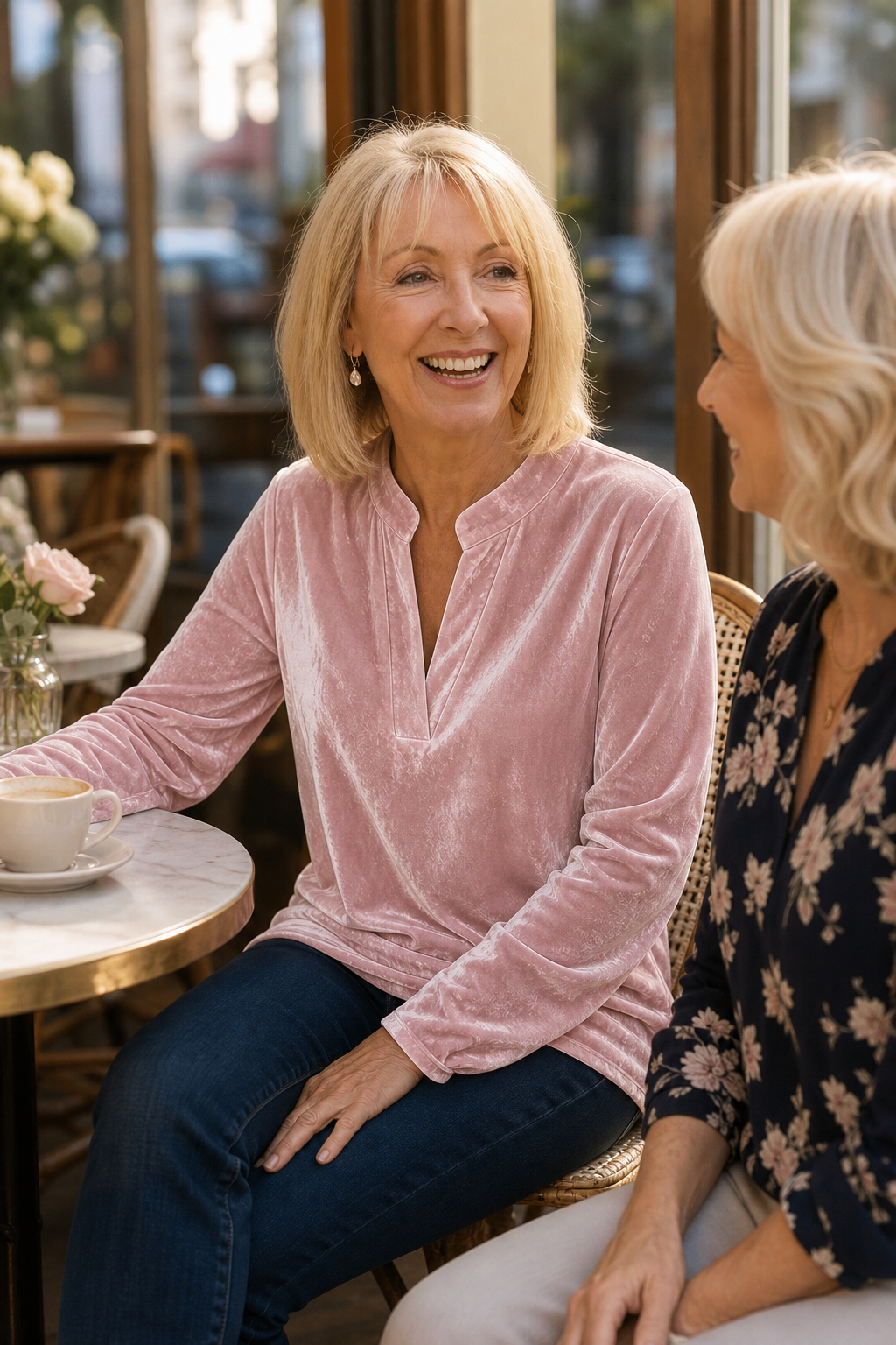 Decis Draped V-Neck Velvet-look Top - Elena Harper