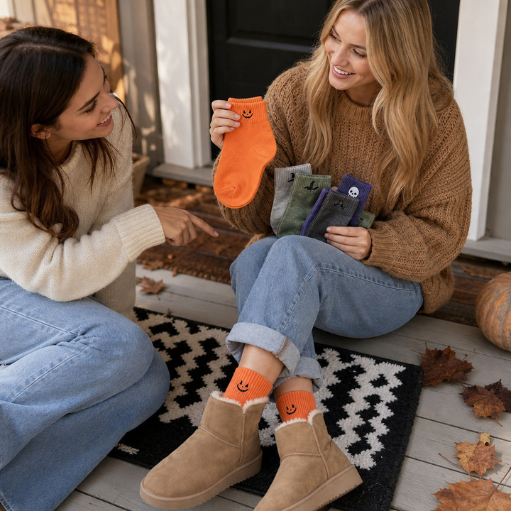 Cuffette Embroidered Non-Slip Halloween Crew Socks - Elena Harper