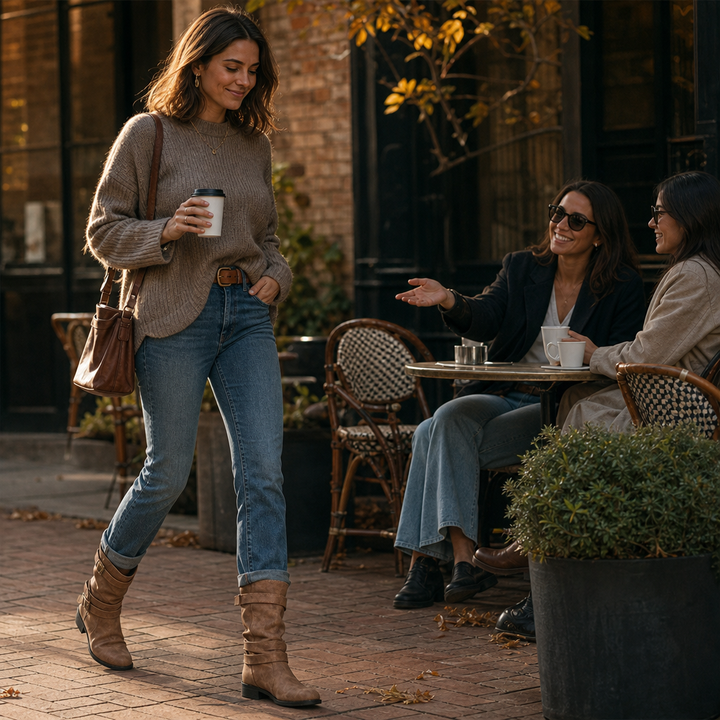 Bootara Slouchy Buckle Mid-Calf Boots - Elena Harper