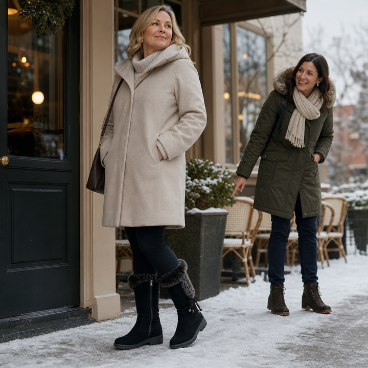 Calvera Fleece-Lined Side-Zip Calf Boots - Elena Harper