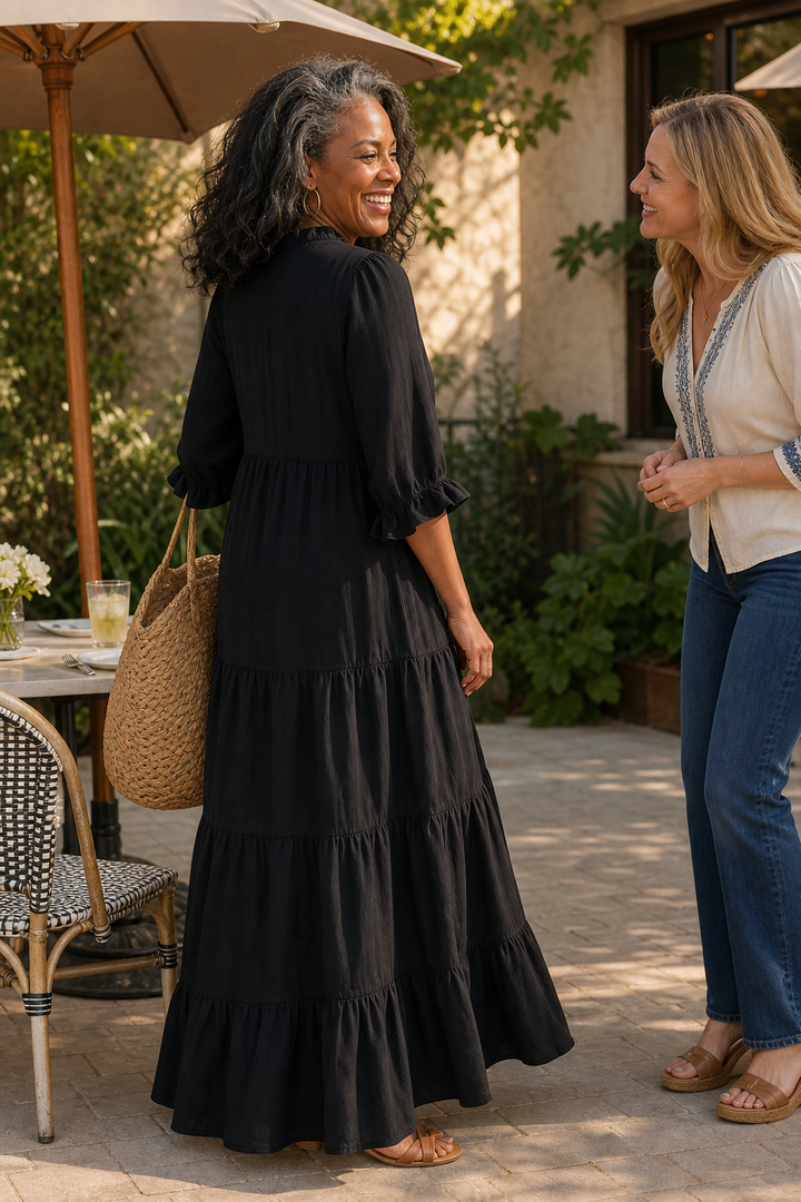 Breezalyn Tiered Ruffle V-Neck Maxi Dress - Elena Harper