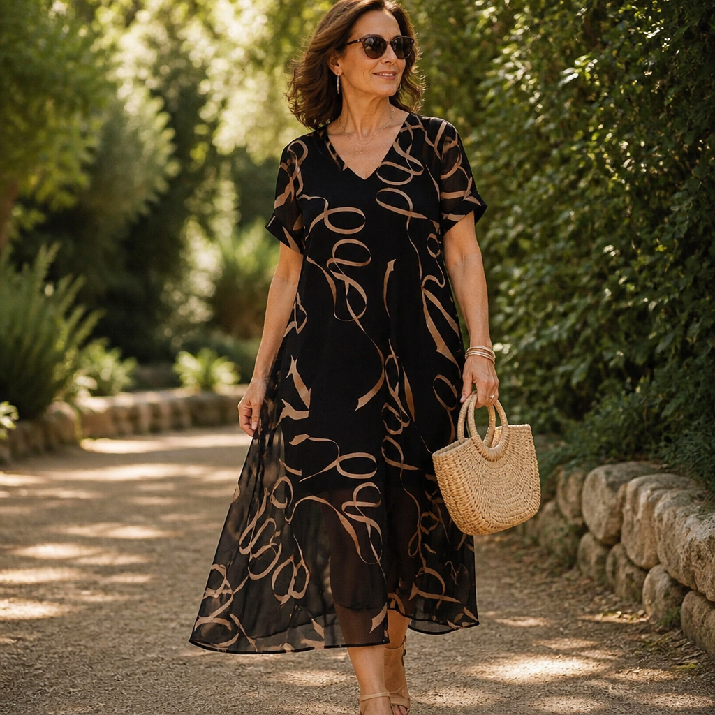 Draperie V-Neck Maxi Dress That Skims, Never Clings - Elena Harper