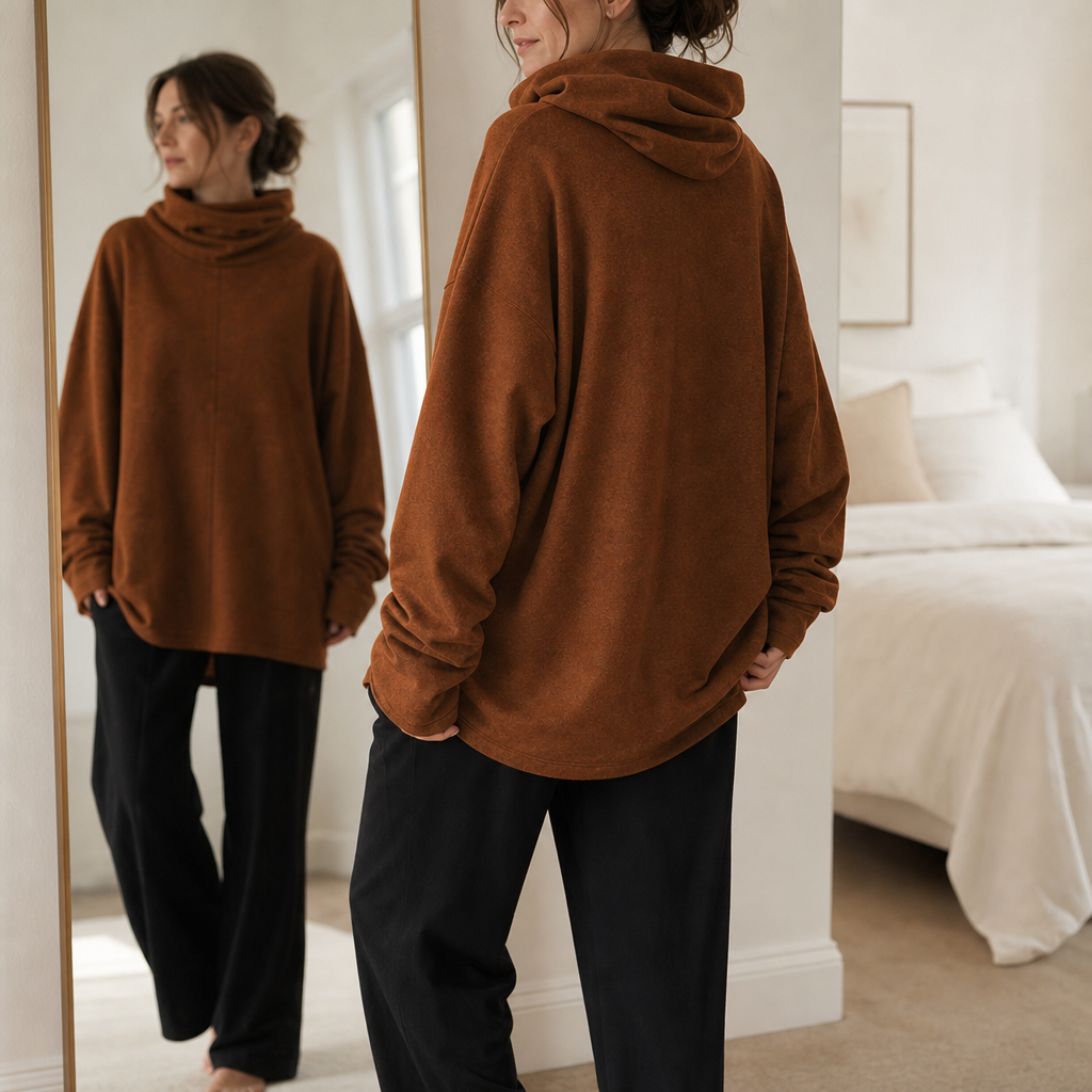Cowlmara Brushed Cowl-Neck Oversized Pullover - Elena Harper