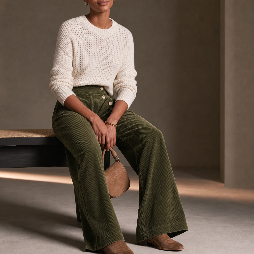 Cordelle Asymmetrical Button-Front Pleated Wide-Leg Pants - Elena Harper