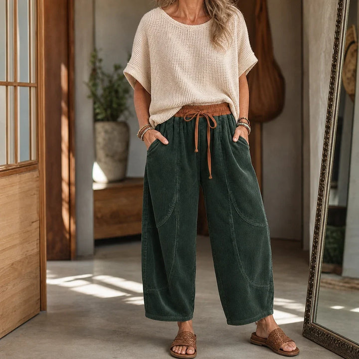 Colora – Color-Block Cropped Wide-Leg Pants