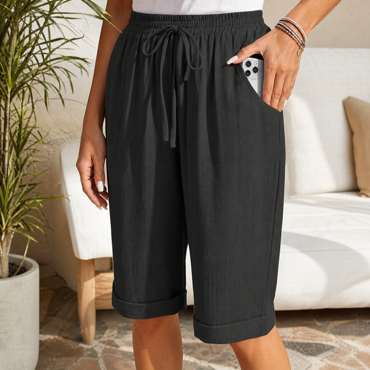 Brisella Breathable Drawstring Capris - Elena Harper