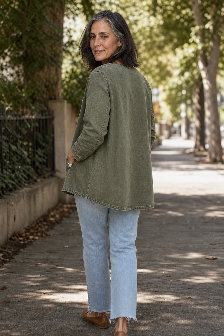 Corriveau Washed Denim-Look Jacket - Elena Harper