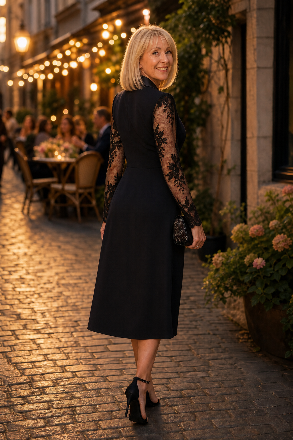 Draperra Lace-Sleeve Wrap Bodycon Cocktail Dress - Elena Harper