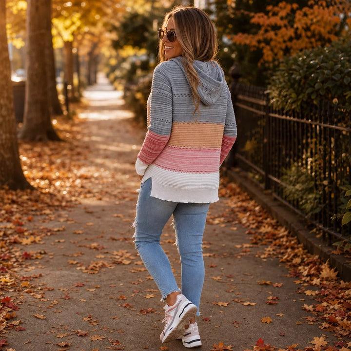 Colora Knit – Striped Hollow-Knit Hoodie