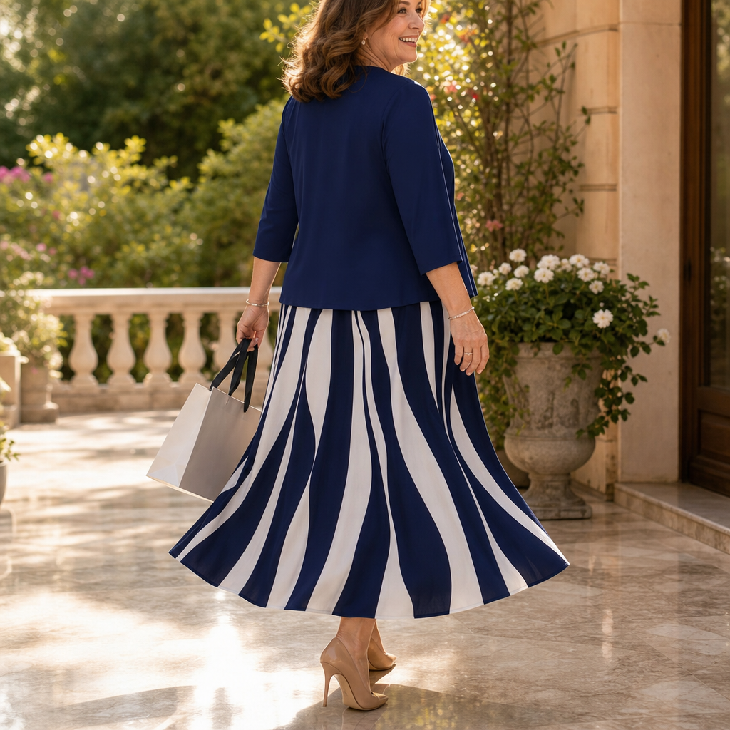 Cintura Tie-Front Swirl Print Layered Midi Dress - Elena Harper