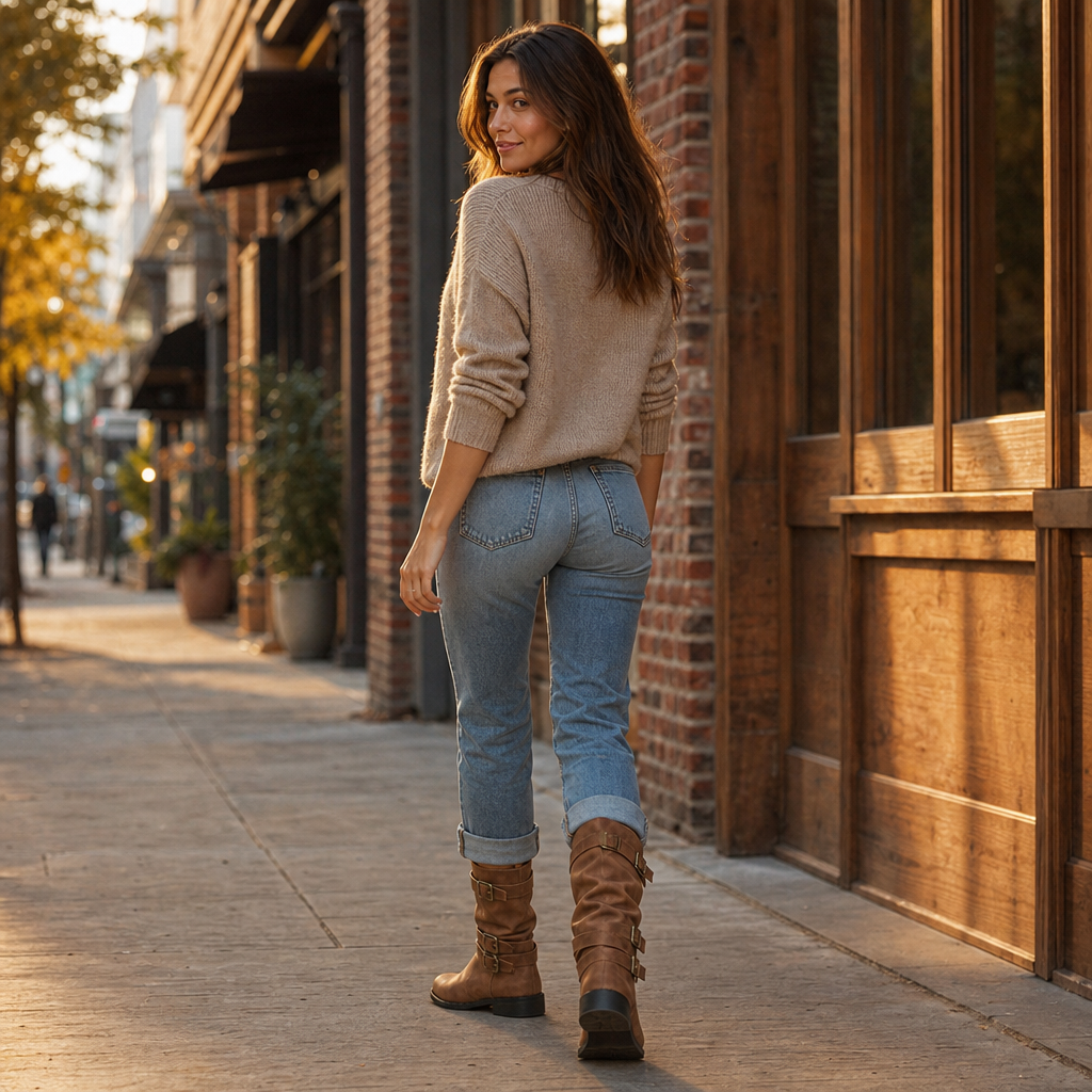 Bootara Slouchy Buckle Mid-Calf Boots - Elena Harper