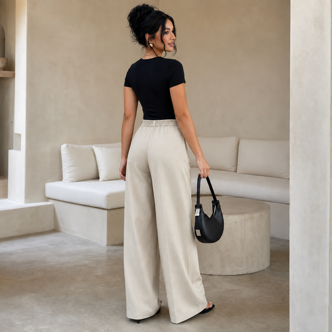 Bellora High-Waisted Pleated Wide-Leg Trousers - Elena Harper