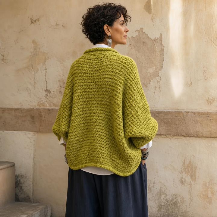 Crossovera Chunky Knit Crossover V-Neck Sweater - Elena Harper