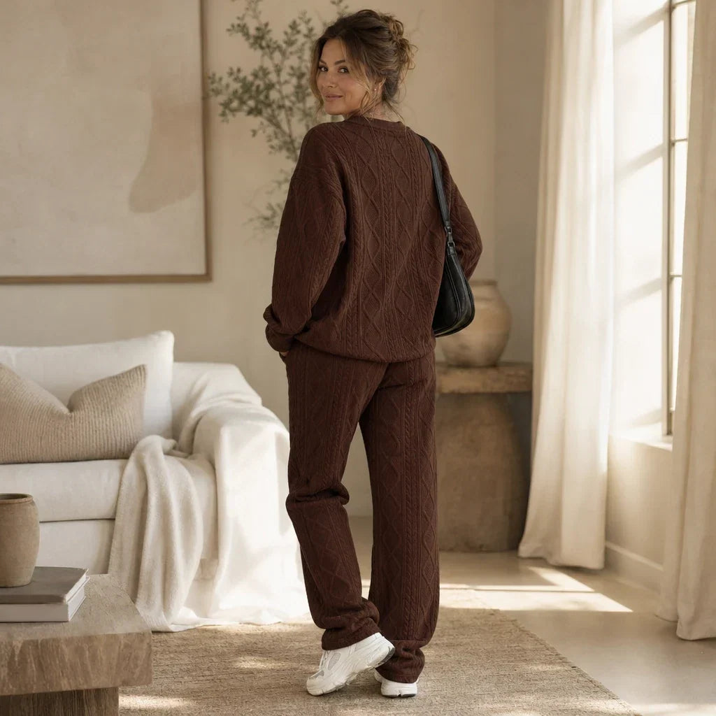 Cable & Co. Cable-Knit Sweater And Trouser Set - Elena Harper
