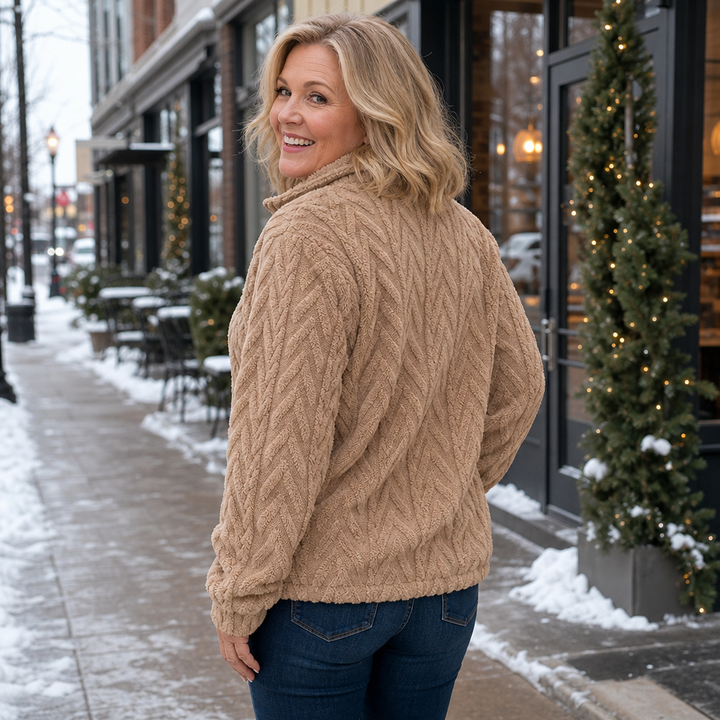 Cable & Cozy Cable-Knit Quarter-Zip Pullover - Elena Harper