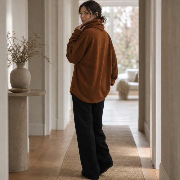 Cowlmara Brushed Cowl-Neck Oversized Pullover - Elena Harper