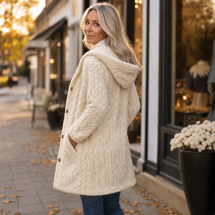 Cinchwarm Cable-Knit Hooded Long Cardigan - Elena Harper